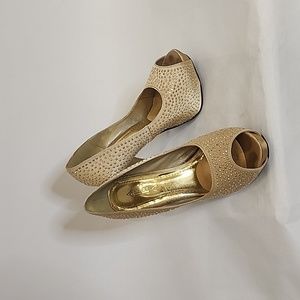 Alba Golden‎ Satin with Crystal Peeptoe Platform Stilettos s8 polly pocket shoes